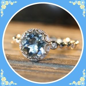💍NEW💍Aquamarine CZ Diamond Ring💍